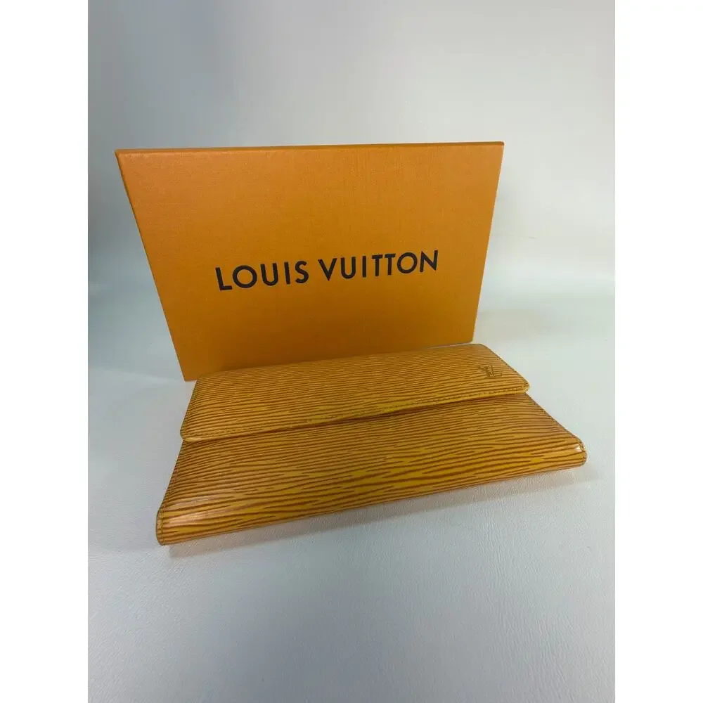 Louis Vuitton Epi Leather Sarah Long Wallet Yellow Bifold Envelope Box VGC